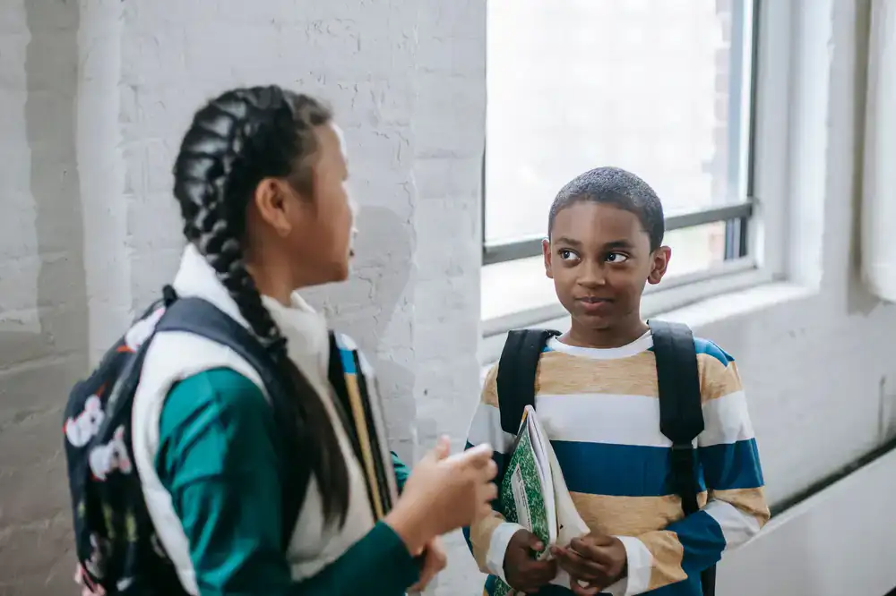 Two students engaging in conversation practice
